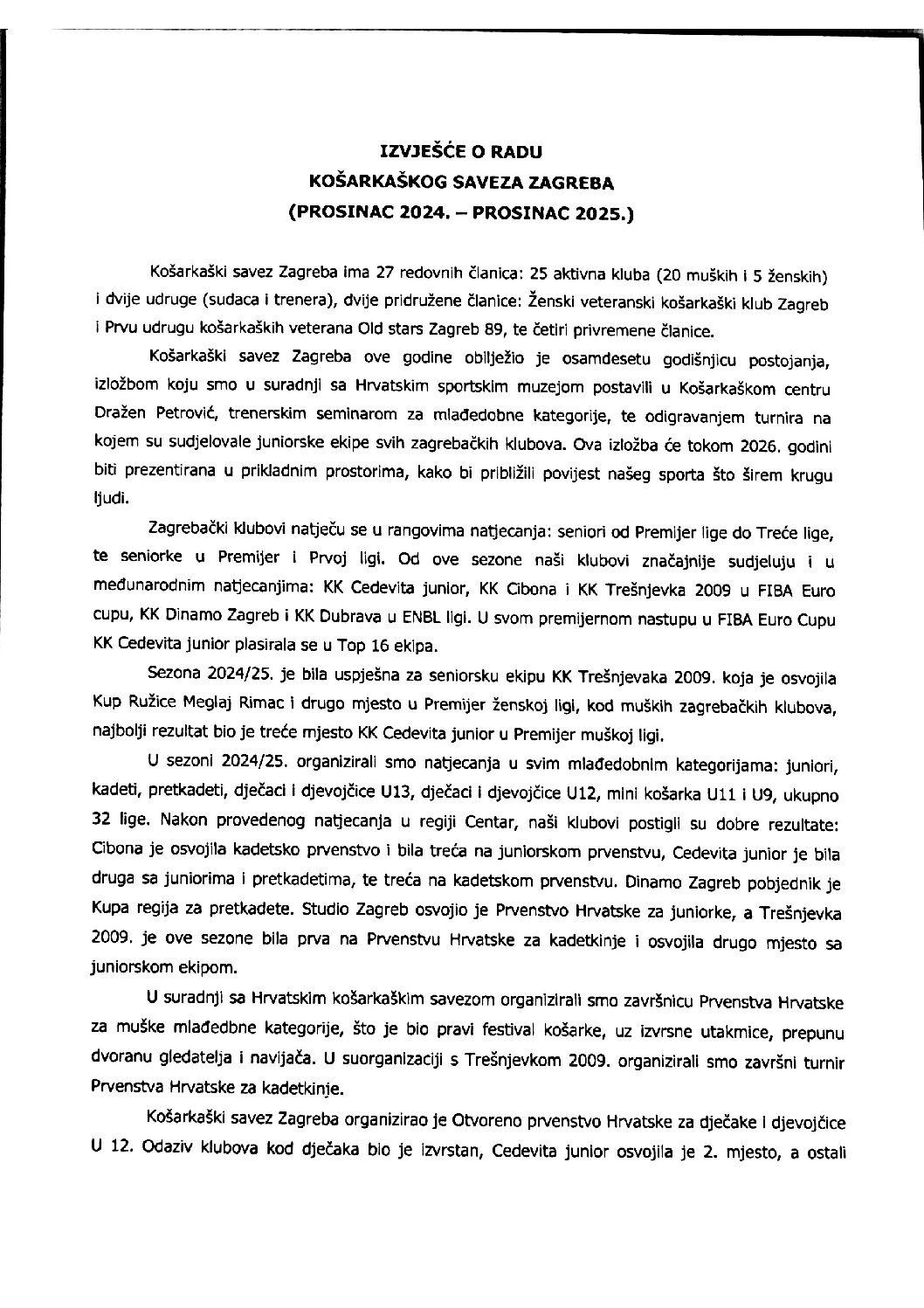 Izvješće o radu 2024-25